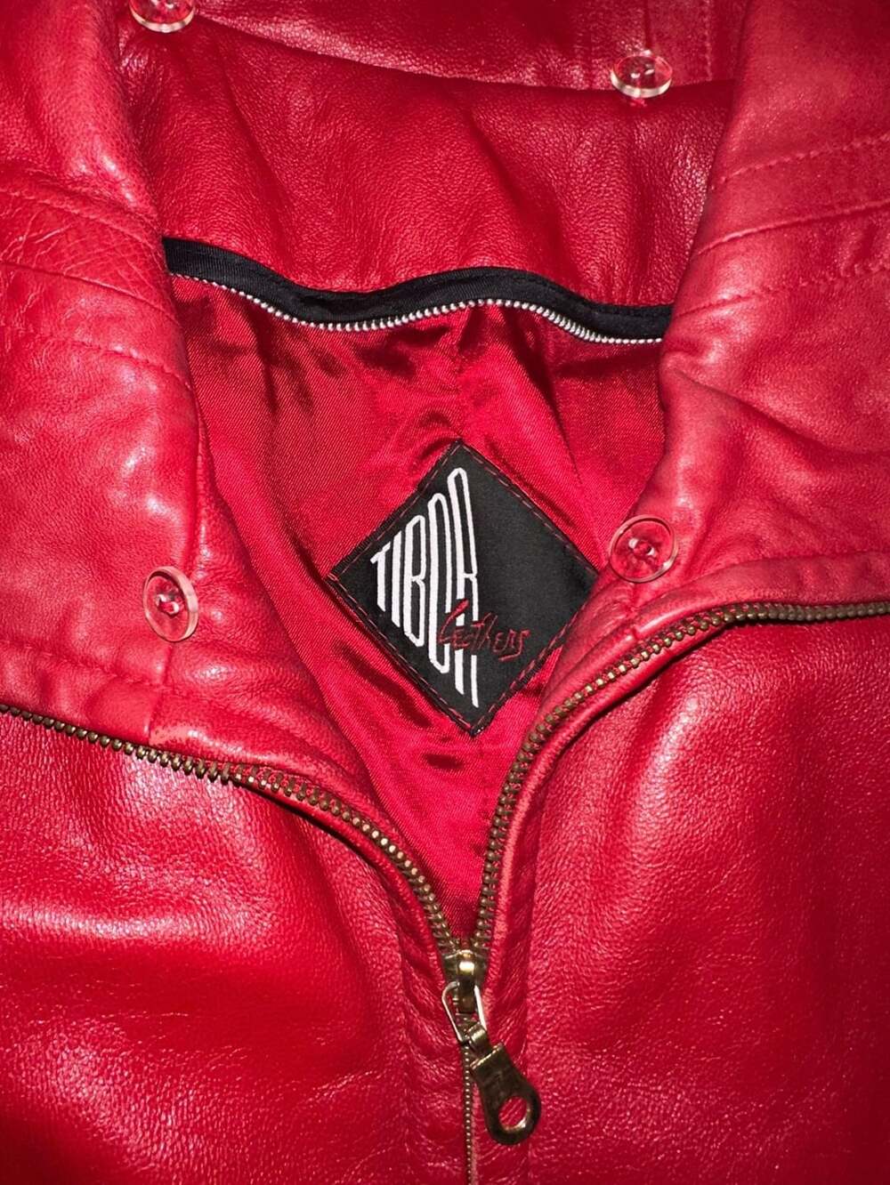Made in USA 80s Tibor Leathers Jacket Size M Red Leather